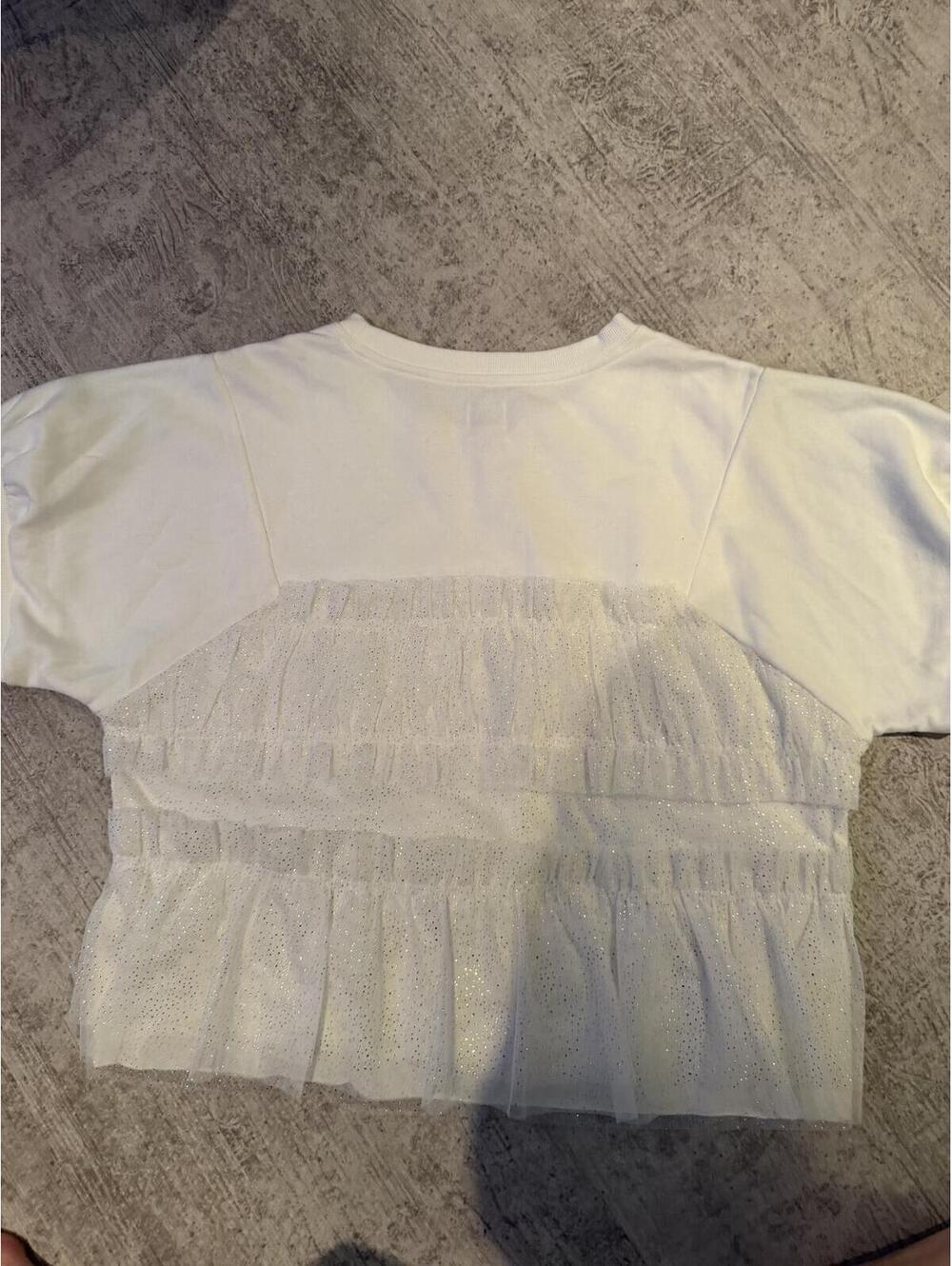 NWOT MAEVE Anthropologie Short Sleeve Smocked Ruffled Sweatshirt sz L - Picture 6 of 7